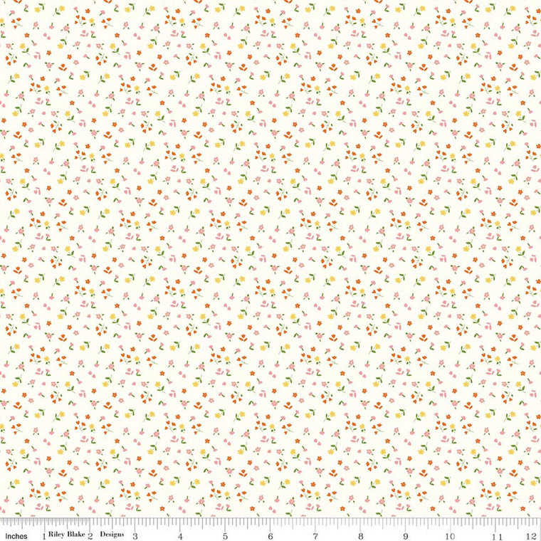 Riley Blake Designs - Cotton Nook - Flowers - Vintage White #C17975-VINTAGEWHITE