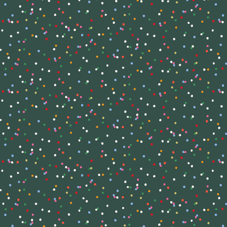 Thread & Ink Designs - Deck The Halls - Confetti - Holly #tidconf5000-holly - a festive green blender fabric with colorful confetti dots. Perfect for holiday quilting.