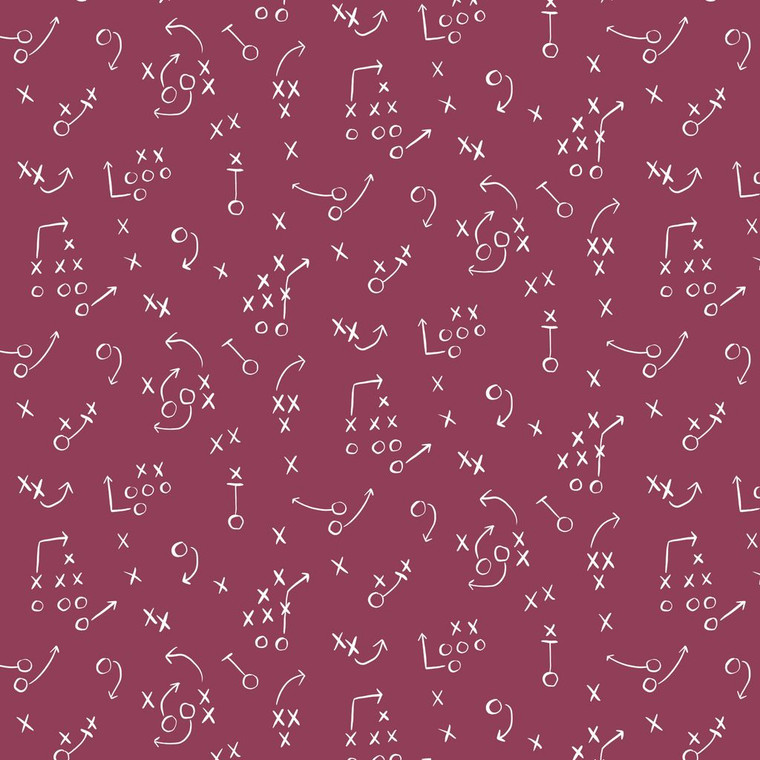 Cloud9 Fabrics - Touchdowns & Tailwags - X's and O's - Plum #229546