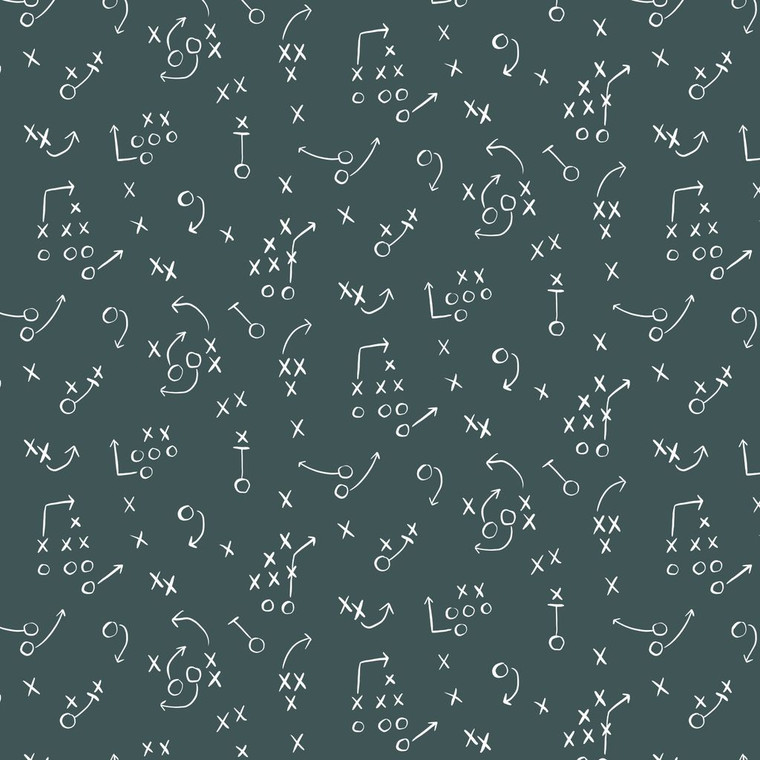Cloud9 Fabrics - Touchdowns & Tailwags - X's and O's - Teal #229547