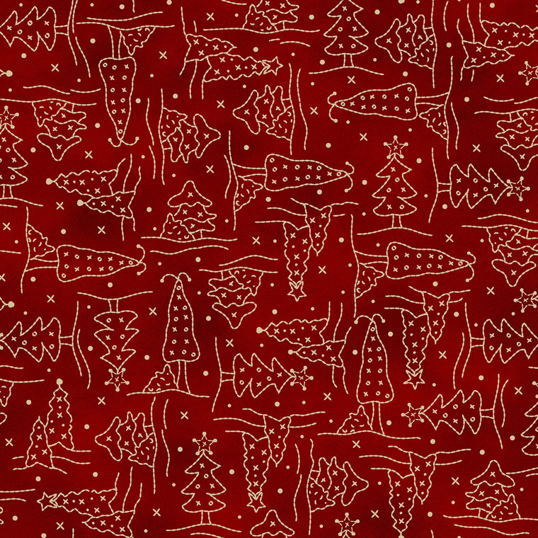 Maywood Studio Fabrics - Christmastime - Christmas Trees - Red #mas11095-r