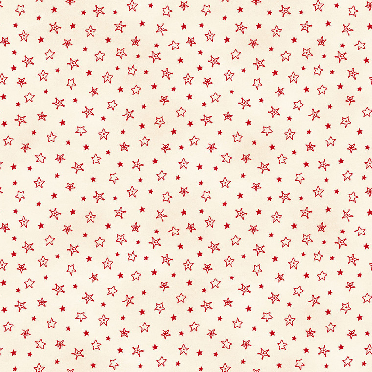 Maywood Studio Fabrics - Christmastime - Stars - Cream/Red #mas11098-er