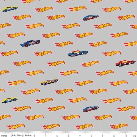 Riley Blake Designs Fabric - Hot Wheels Logo White