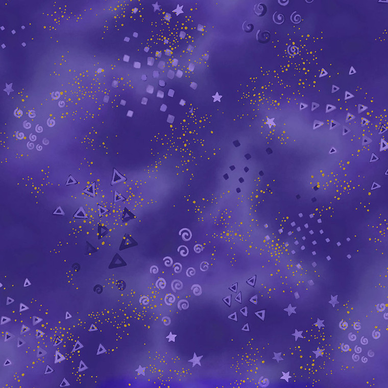 Clothworks Fabrics - Laurel Burch - Dark Purple - 108' Wide Digital Glitter #Y4926-28