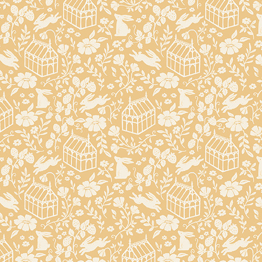 Benartex Fabrics - Heirloom Garden - Greenhouse Gables - Medium Yellow #16921-34