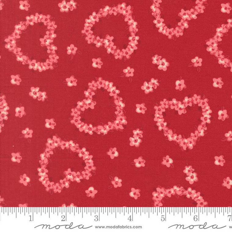 Moda Fabrics - Je Taime - Florals Hearts - Rose #20994-17