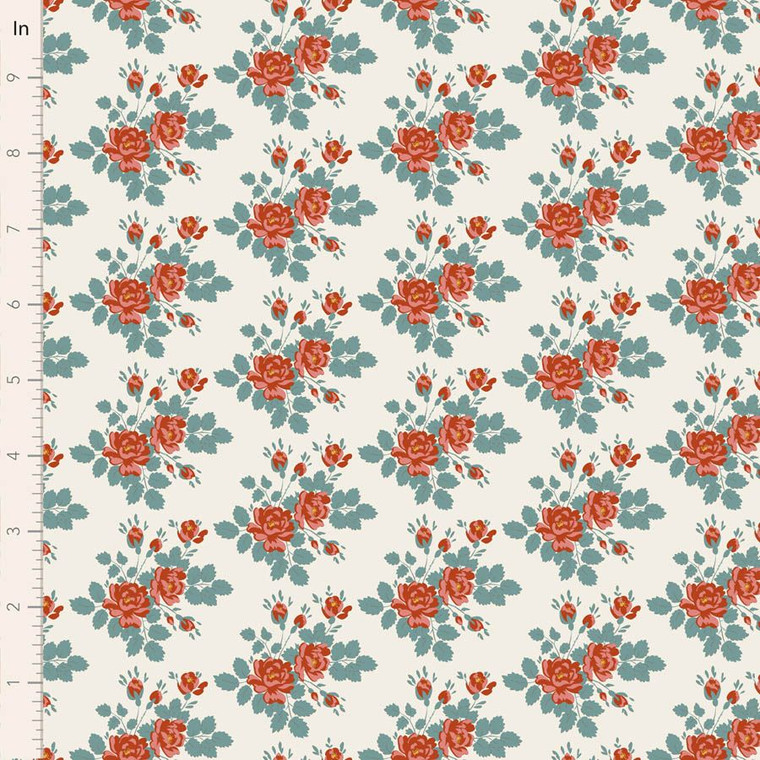 Tilda Fabrics - Village Life - Myrtle - Teal #til100688