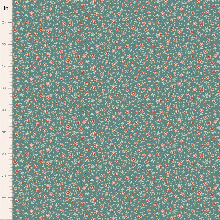 Tilda Fabrics - Village Life - Mae - Teal #til110178