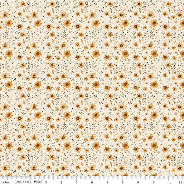 Riley Blake Designs - Harvest On The Prairie - Sun Floral - Cream #C18284-CREAM