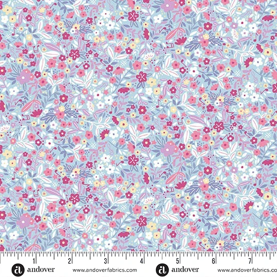 Andover Fabric - Dance Class - Floral - Blue #mu243-b