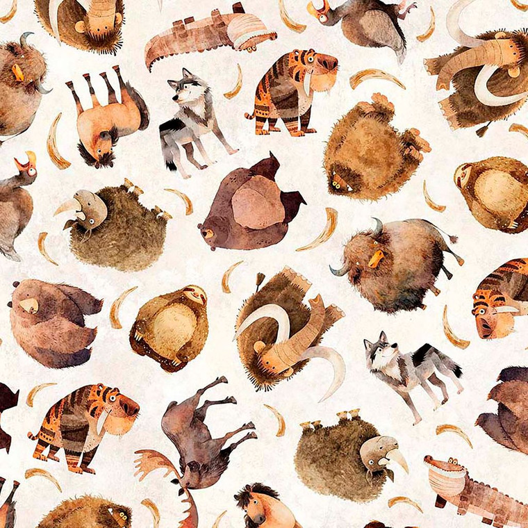 QT Fabrics - Terrors Of The Pleistocene - Toss - Cream #32180-E