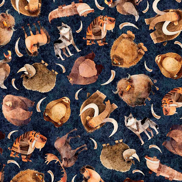 QT Fabrics - Terrors Of The Pleistocene - Toss - Navy #32180-N