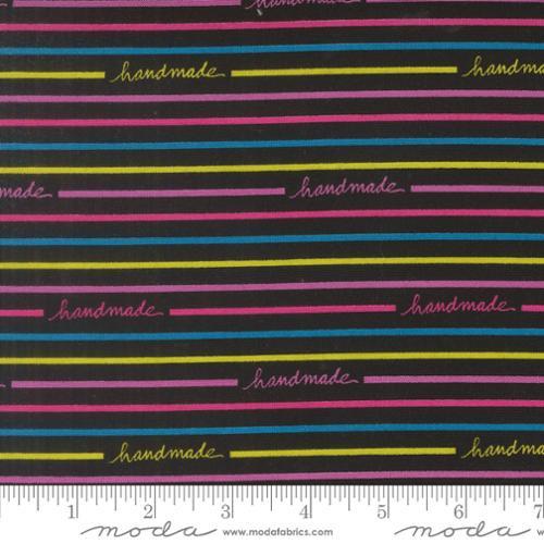 Moda Fabrics - Makers Delight - Handmade Stripe Text - Super Black #28103-23