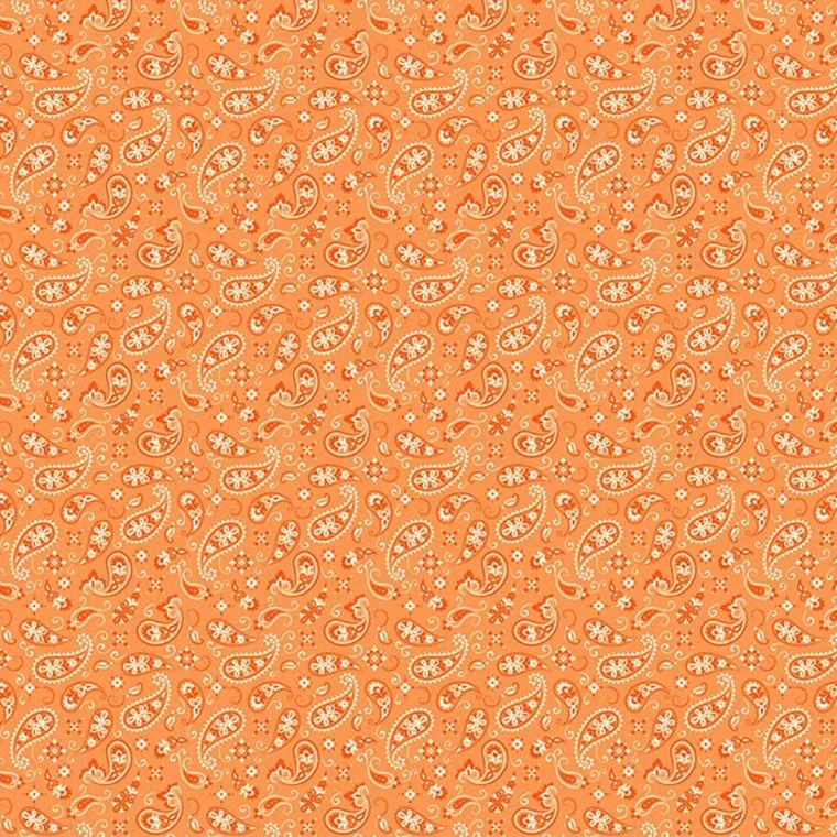 In The Beginning Fabrics - Go Cowgirl! - Paisley - Orange #7GC-2