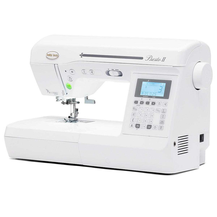 Baby Lock Presto 2 Quilting and Sewing Machine with Premier Package angled view