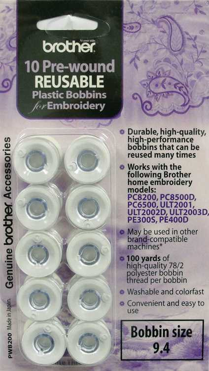 Brother PWB200 Pre-Wound Embroidery Bobbins (10 Pack)