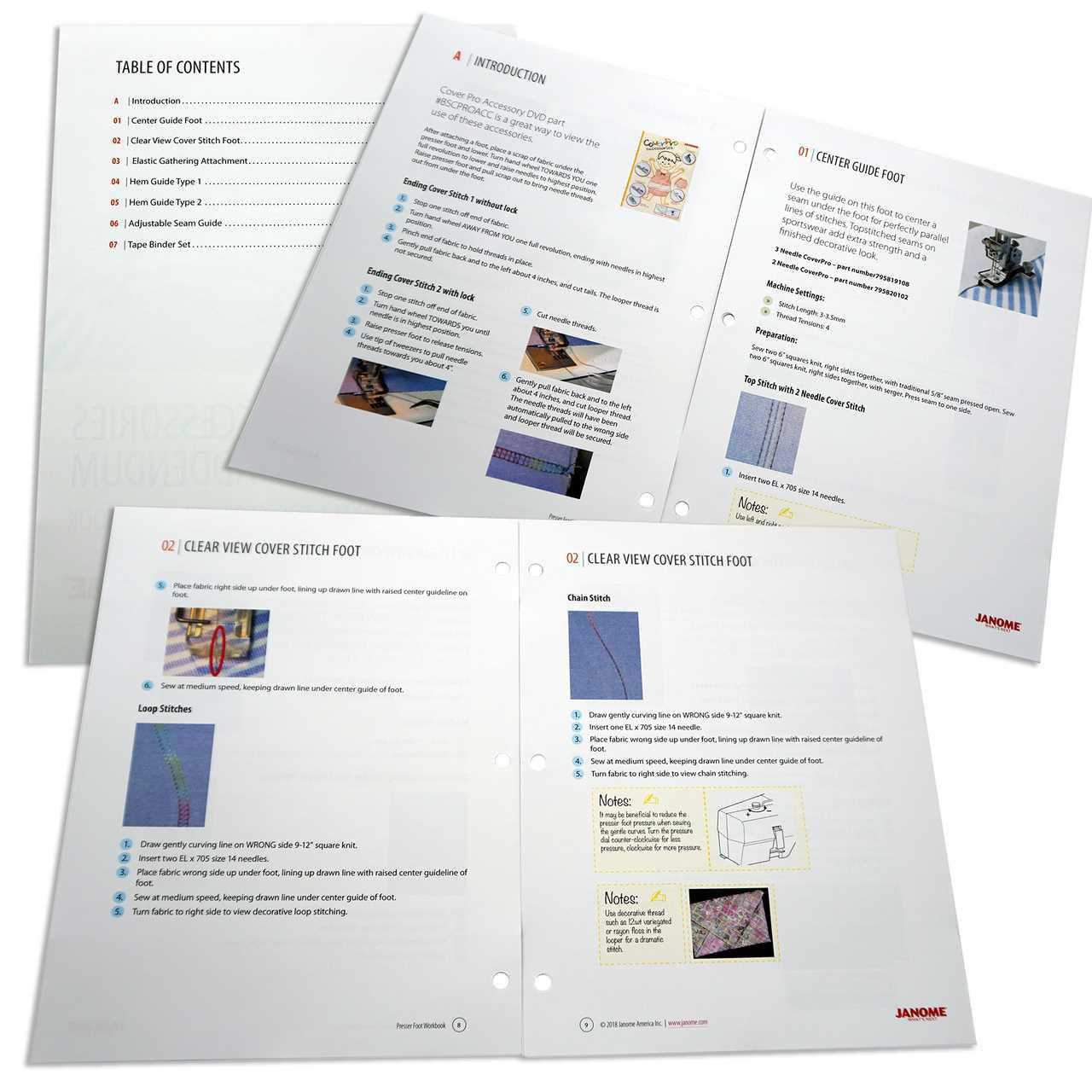 Janome Coverpro Accessories Workbook Addendum