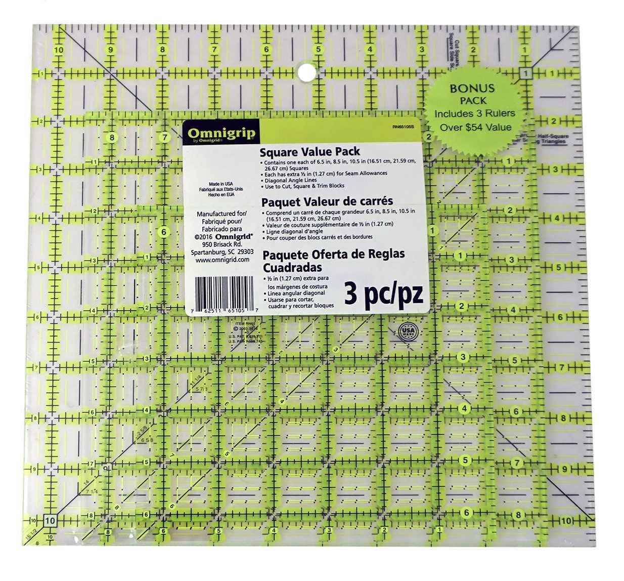 Omnigrid Quilting Ruler Combo Three Pack