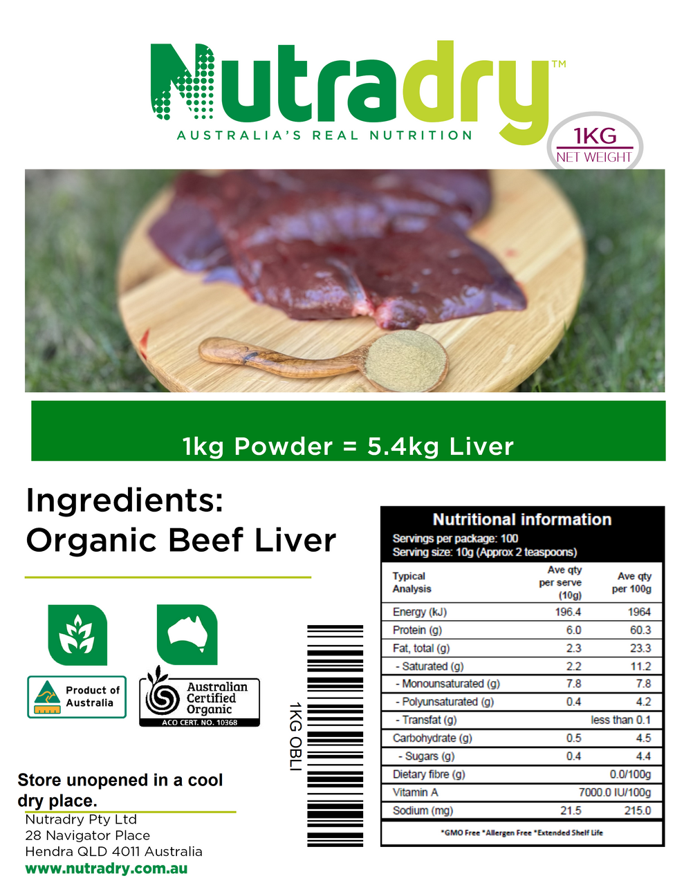 Nutradry Organic Beef Liver Powder - Nutradry Online Store