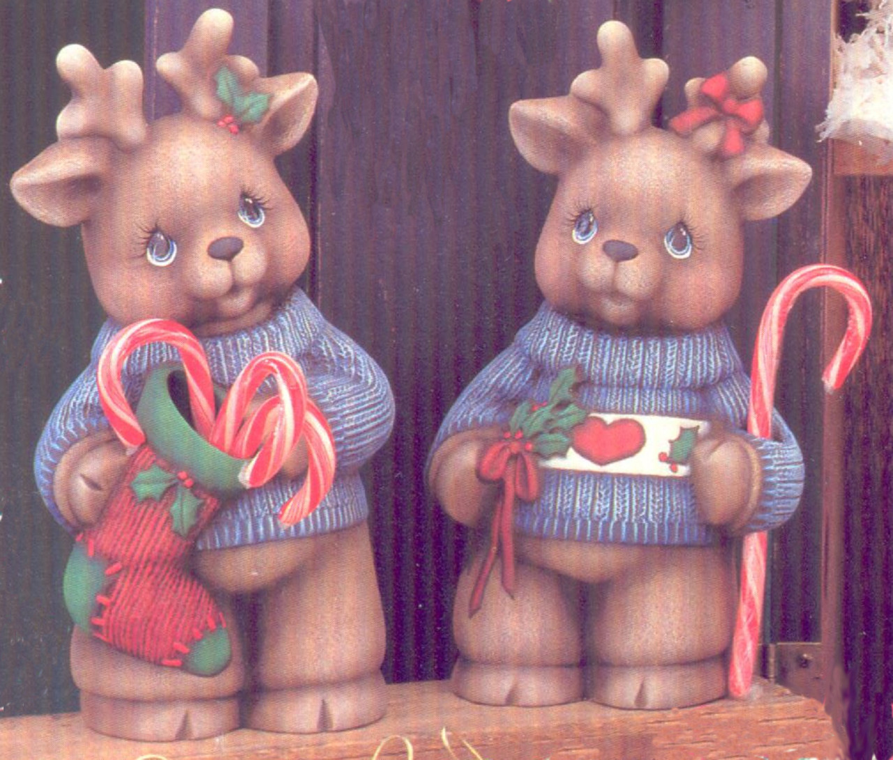 Ceramic Bisque Christmas Reindeer Boy and Girl unpainted ready to paint diy  - Fat Cat Ceramics