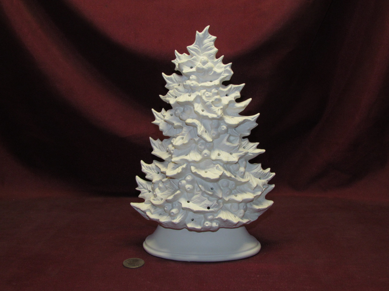 Medium Holly Christmas Tree Base Ceramic Bisque Ready To Paint b2 