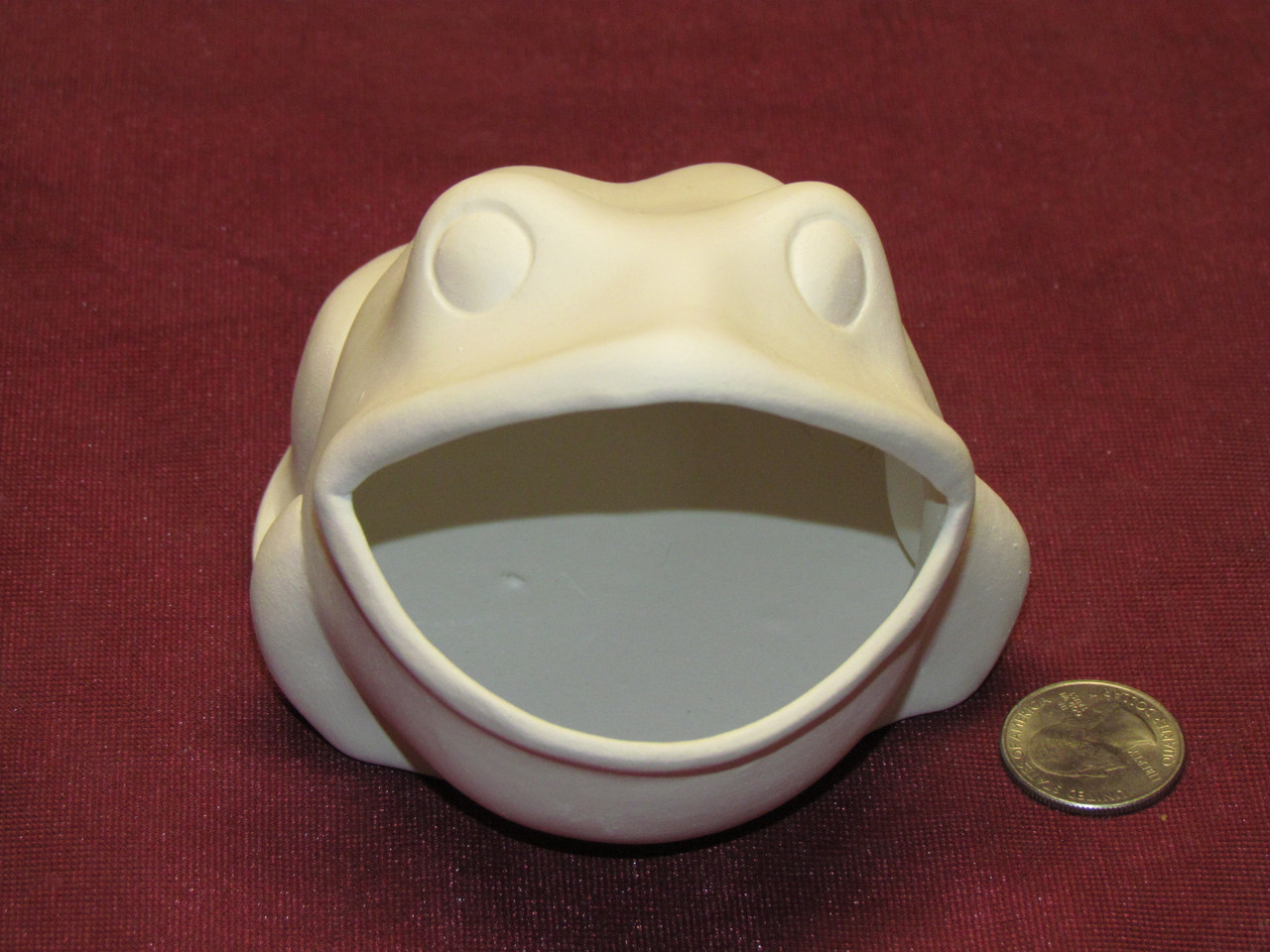 Vintage 80's Ceramic Big Mouth Frog Scrub Sponge Holder Green Yellow Spots  5