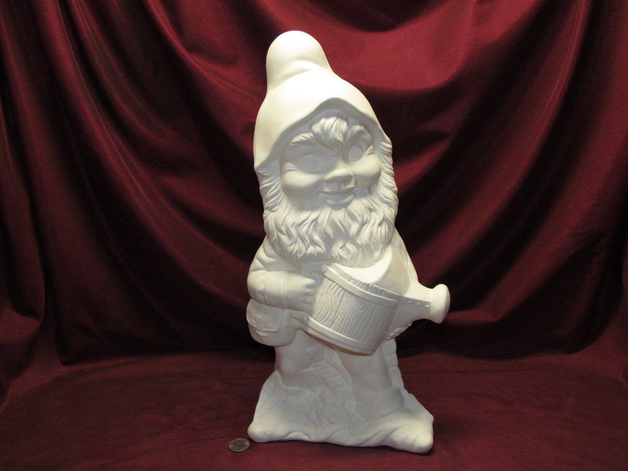 Ceramic Bisque Large Gnome With Watering Can pyop unpainted ready to