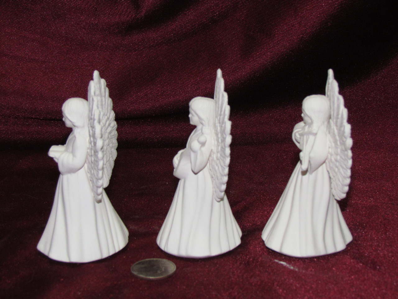 3 Anges En Biscuit De Céramique à Peindre - Ornements 3,5 Cm - Neufs