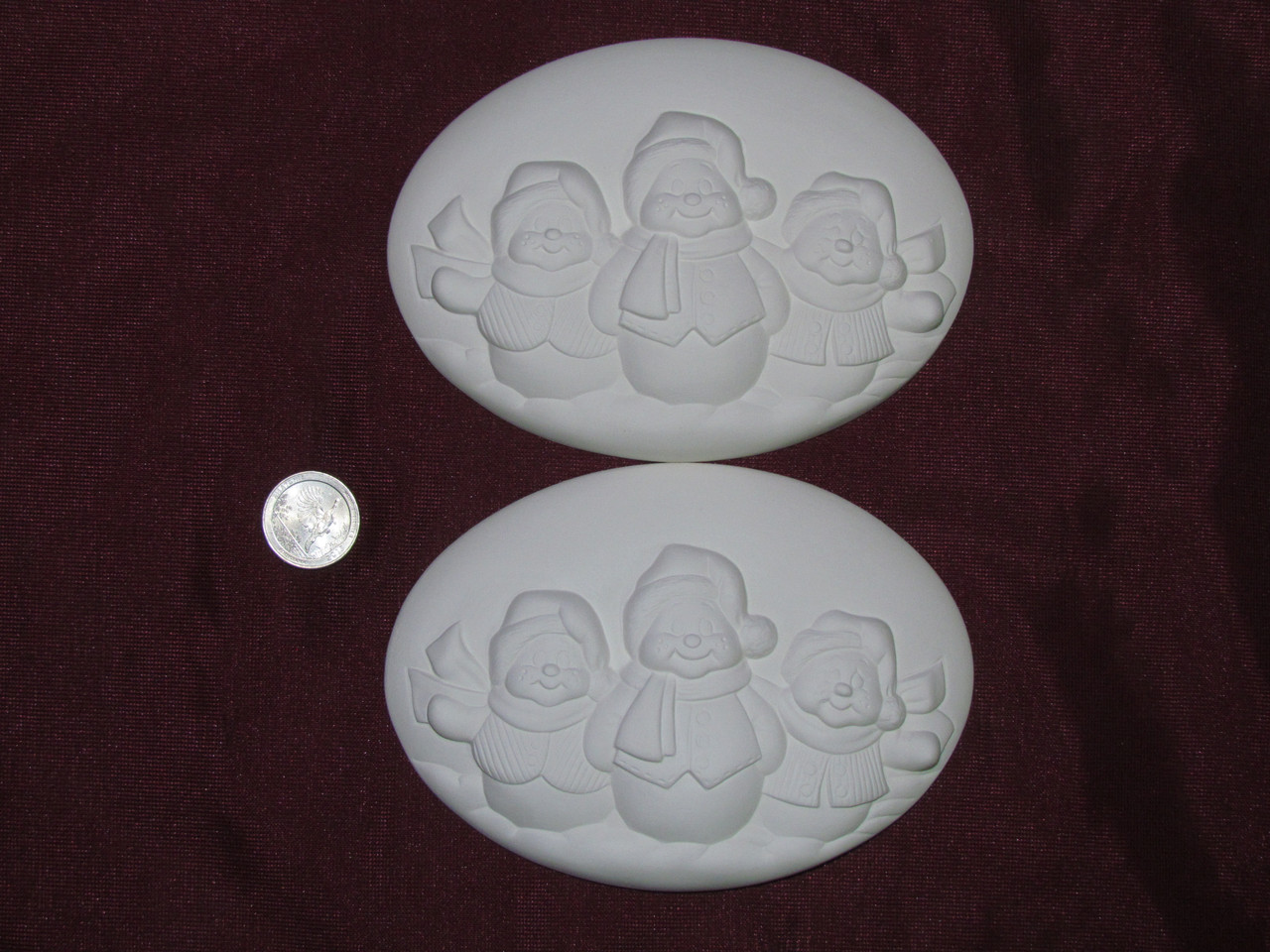 Ceramic Bisque Set of 2 Dona's Inserts Snowmen pyop unpainted ready