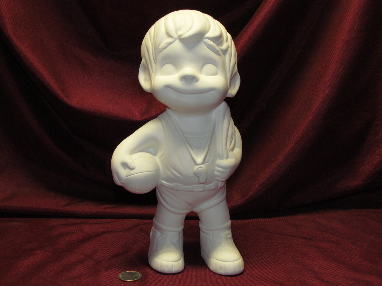 Ceramic Bisque Happy Smiley Figurine Basketball pyop unpainted ready to