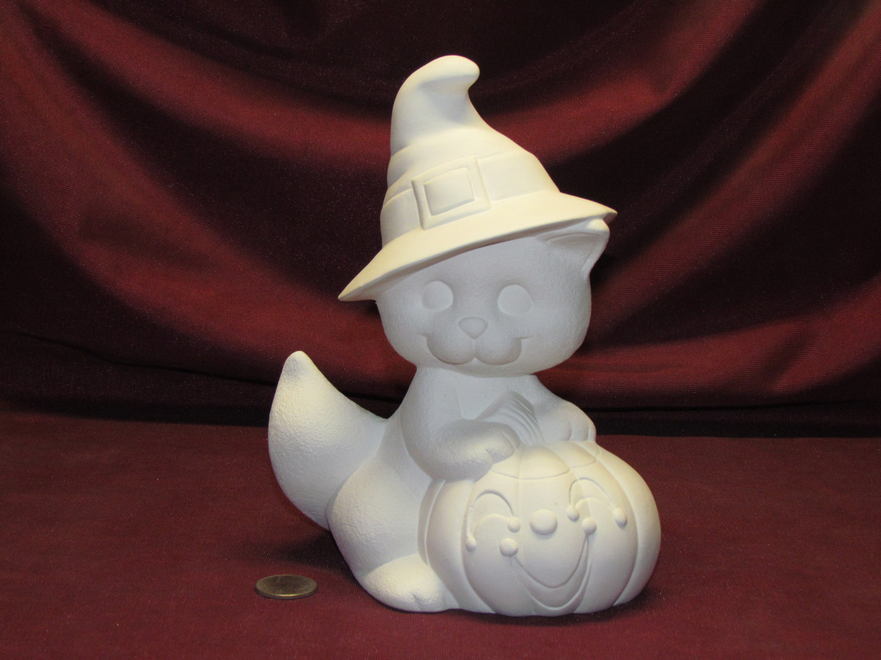 Figurine Céramique Bisque Halloween Kitty - Prête à Peindre - Neuf Fait Main USA