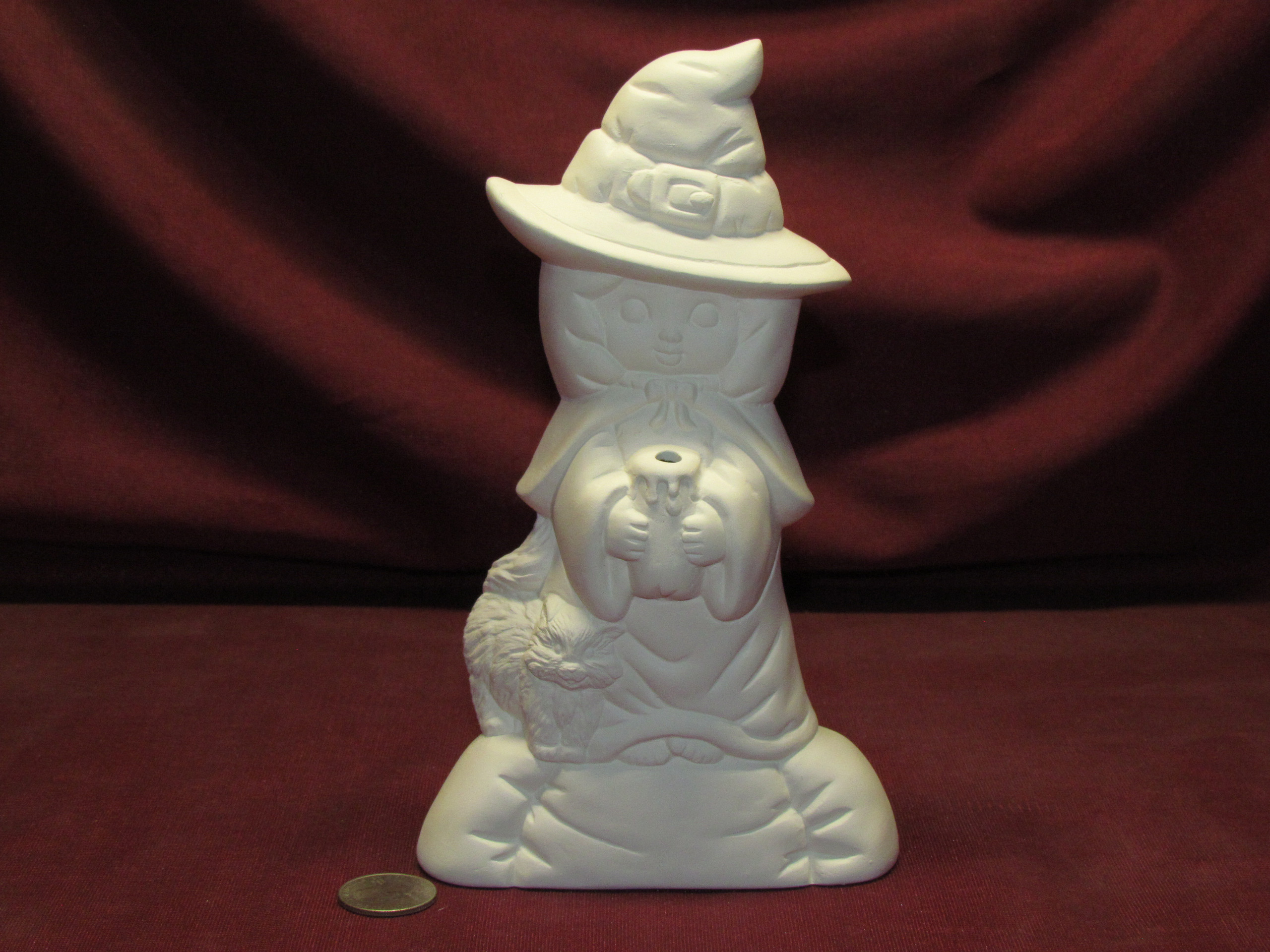 Figurine Céramique Bisque Halloween Kitty - Prête à Peindre - Fait Main USA - Neuf
