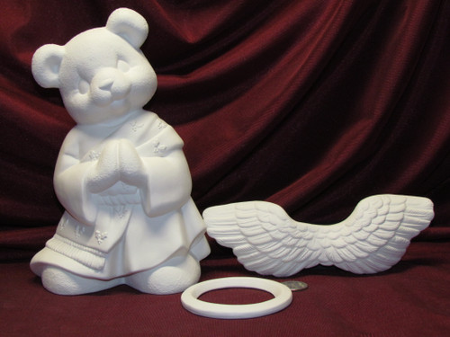 Ceramic Bisque U-Paint Angel Teddy Bear Boy Unpainted Ready to Paint