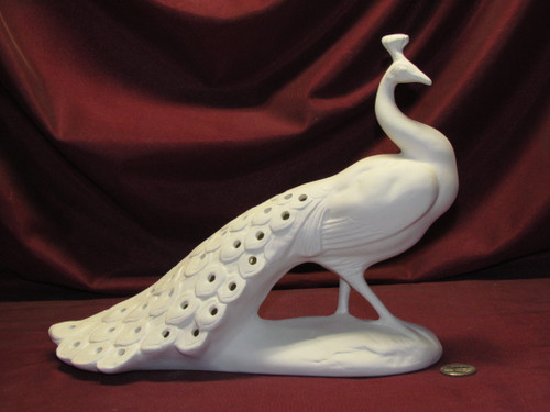 Ceramic Bisque U-Paint Peacock Light Unpainted Ready To Paint DIY Wildlife Bird Nature Avian