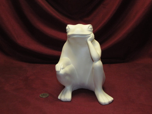 Ceramic Bisque U-Paint Sitting Frog ~ Thinking / Thinker Ready to Paint Unpainted DIY