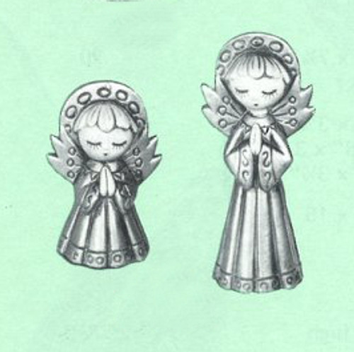 Ceramic Bisque U-Paint Pair Of Small Christmas Angels Praying Unpainted Ready To Paint DIY Angel