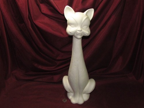 Ceramic Bisque Vintage Large Anthropomorphic Tall Slender Cat Kitty Ready to Paint U-Paint Unpainted