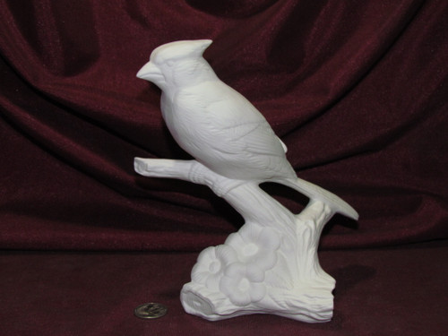 Ceramic Bisque U-Paint Cardinal Bird on a Branch with Flowers Unpainted Ready To Paint DIY Wildlife Bird Nature Avian