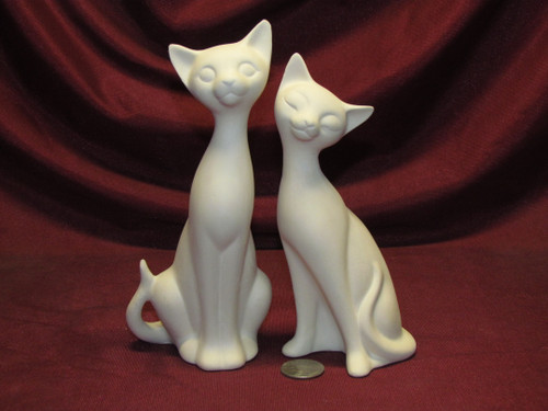 Ceramic Bisque U-Paint Kitty Cat Set ~ Male and Female Ready to Paint ~ Retro