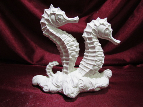 Ceramic Bisque Seahorses On Waves unpainted ready to paint