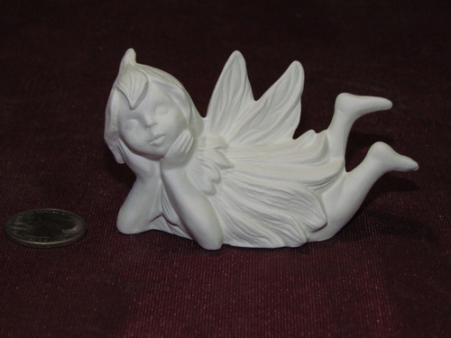 Ceramic Bisque Gare Dewdrop Fairy Lying on Belly pyop unpainted ready to paint diy