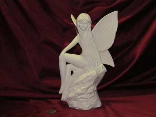Ceramic Bisque Gare Sitting Fairy pyop unpainted ready to paint diy