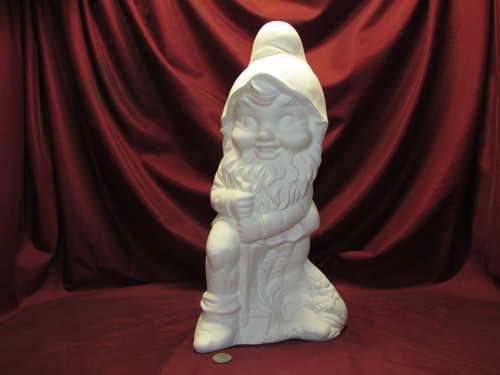 Ceramic Bisque Large Gnome With A Shovel pyop unpainted ready to paint diy