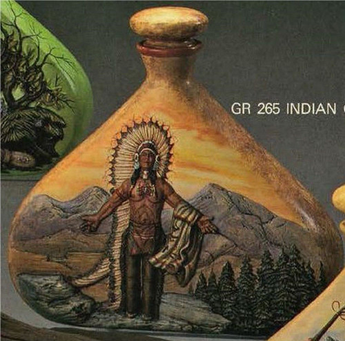 Ceramic Bisque Native American Chief Decanter & Lid