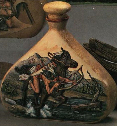 Ceramic Bisque Native American Warrior Decanter & Lid