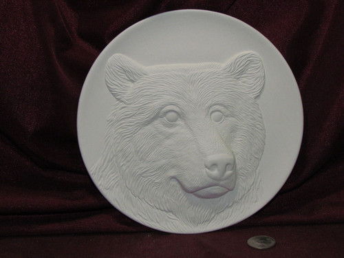 Ceramic Bisque Bear Plate Wall Hanging pyop unpainted ready to paint diy