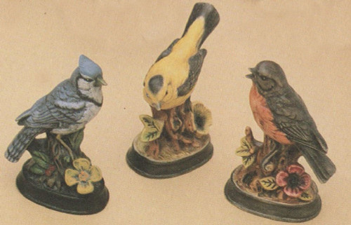 Ceramic Bisque Set of 3 Bird Figurines pyop unpainted ready to paint diy