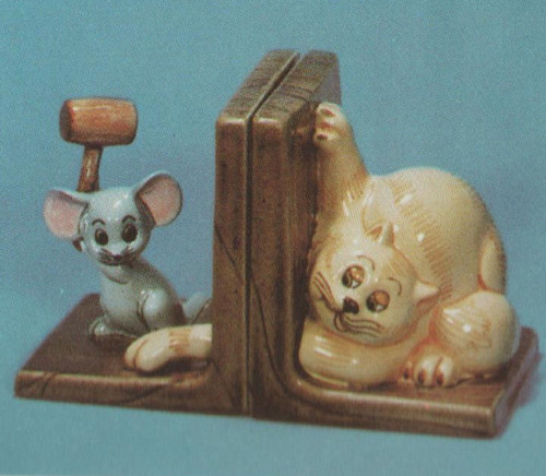 Ceramic Bisque Cat & Mouse Bookend Set pyop unpainted ready to paint diy