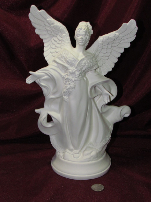 Ceramic Bisque Christmas Angel Hair in Bun pyop unpainted ready to paint diy