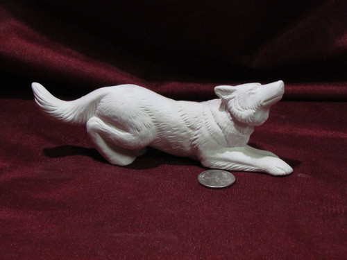 Ceramic Bisque Crouching Wolf pyop unpainted ready to paint diy